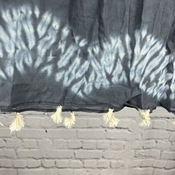 NWT Matr Boomie Blue Grey Dotted Tie Dyed Wavey Tasseled Scarf India Handmade - Picture 6 of 9